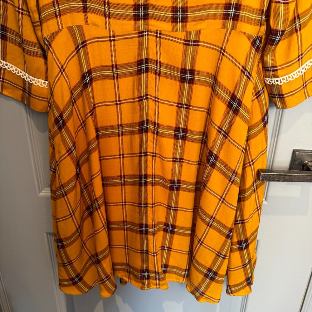 NWT Voodoo Vixen Harley Dress Size XL Yellow Plaid Embroidered Cottagecore FLAW - Picture 11 of 16